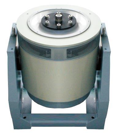 Compact electrodynamic shaker on a support frame. Representative catalog photograph.