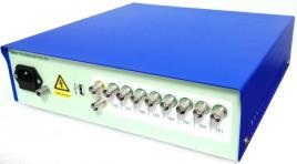 Blue T8-1X controller enclosure with front-panel connectors. Representative catalog photograph.